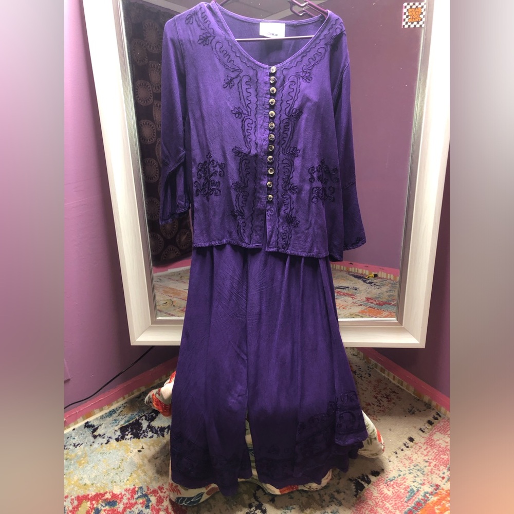 Rayon purple boho set